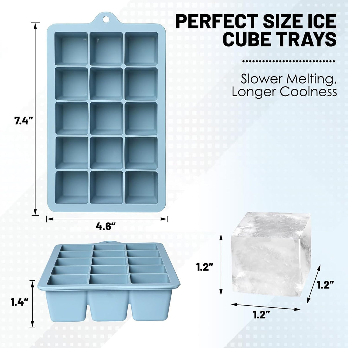 Silicone Ice Cube Trays 3Packs, Easy Release Ice Cube Molds with Lid, Freezer Stackable Ice Maker