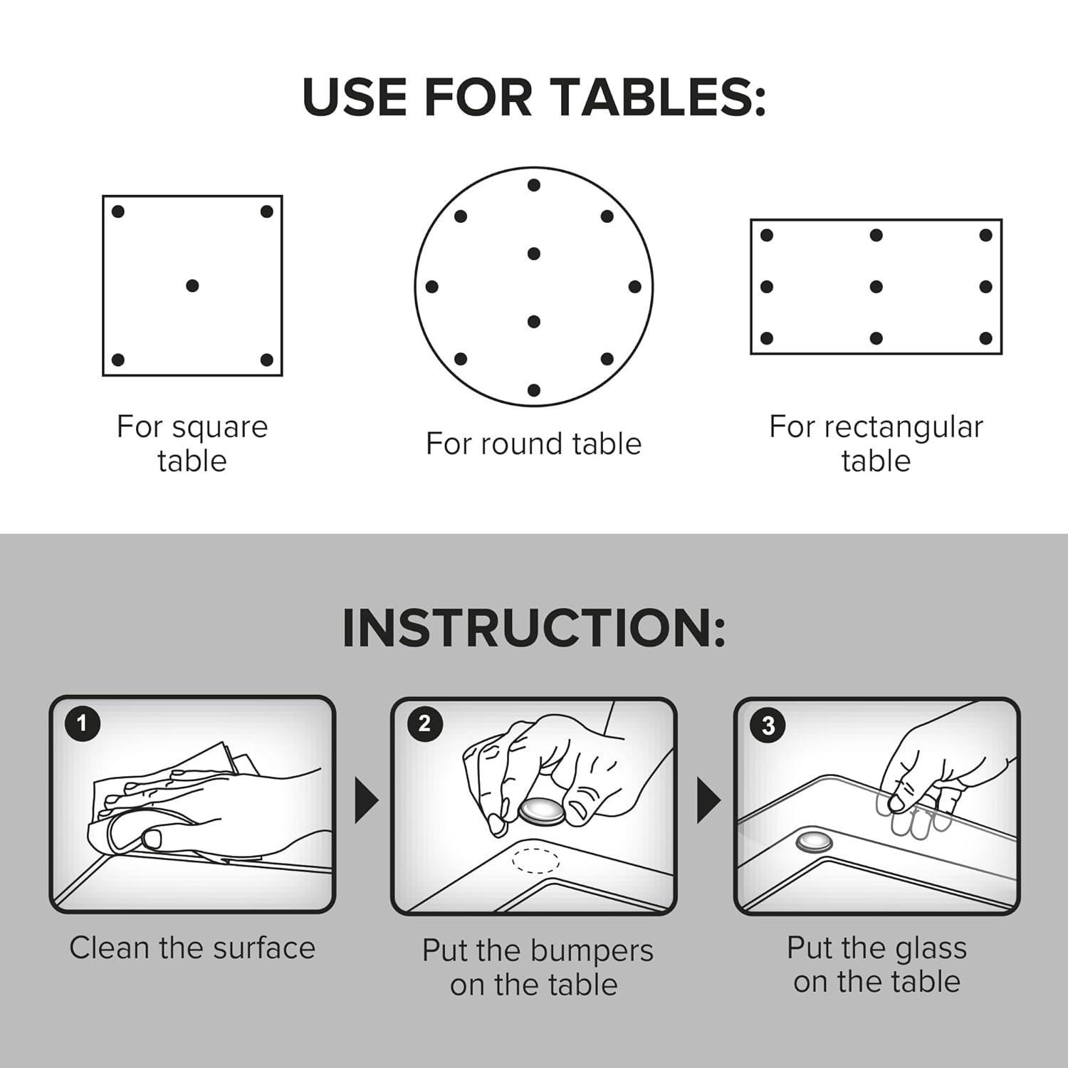 X-Protector Glass Table Top Bumpers - 20 PCS 1.2"- Non-Adhesive Glass Table Top Anti Slip Pads
