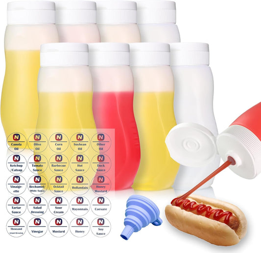 Condiment Squeeze Bottles for Ketchup Hot Sauce Liquids Oil with Caps for Condensed Milk Mustard