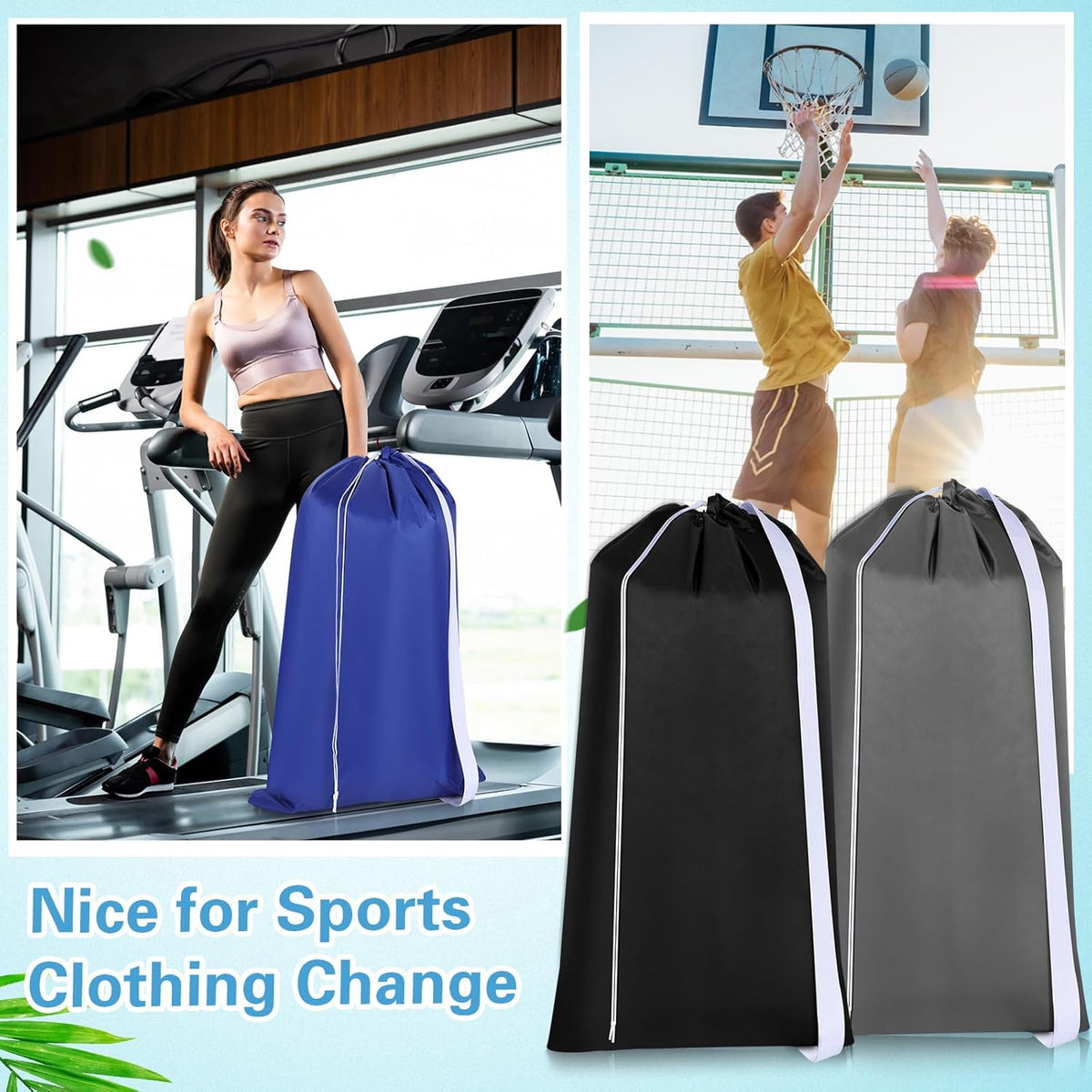 10 Pcs Nylon Extra Large Laundry Bag with Strap Travel Laundry Bags with Drawstring Closure