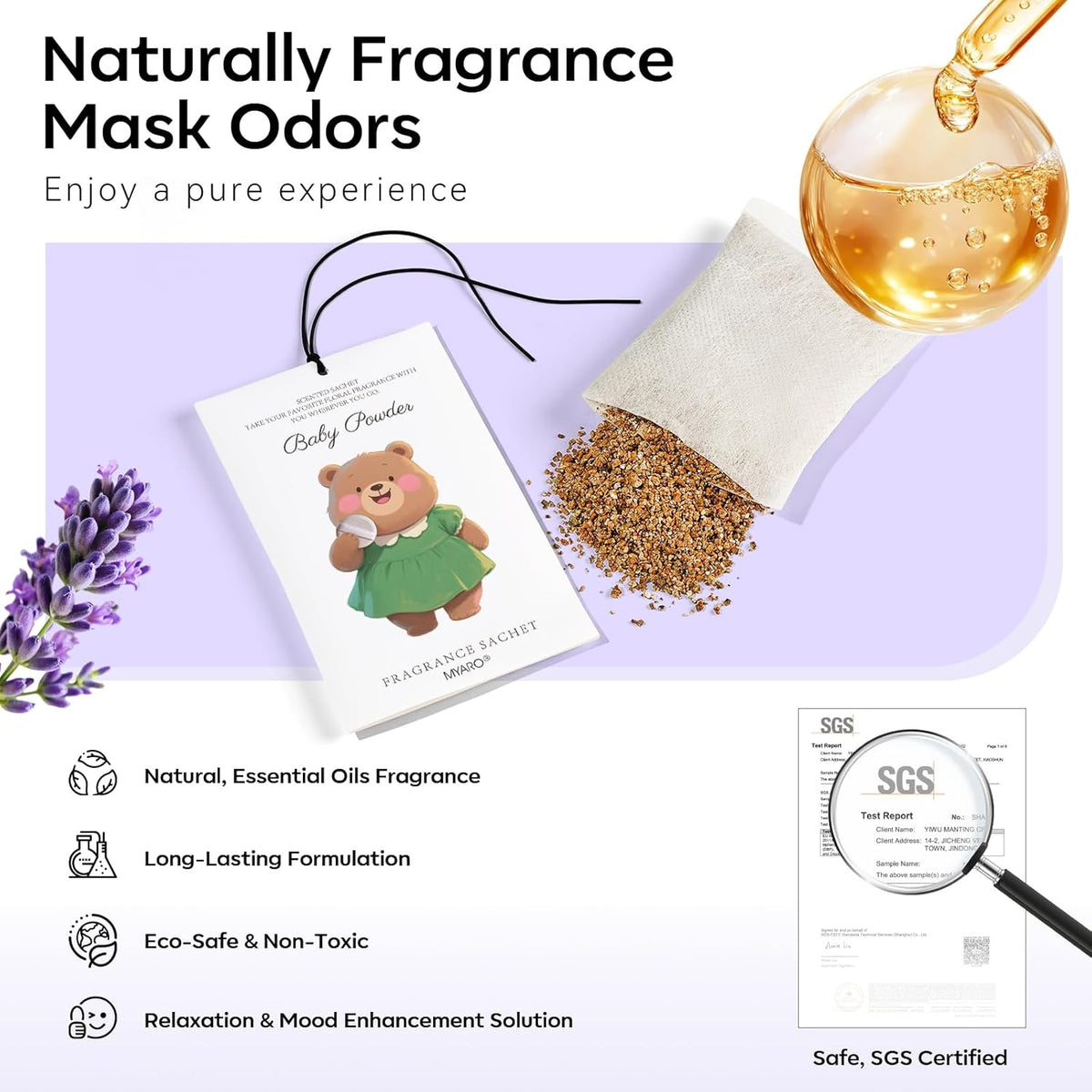 MYARO 12 Packs Baby Powder Scent Sachets Room Air Freshener for Closet Drawer Clothes Storage Small