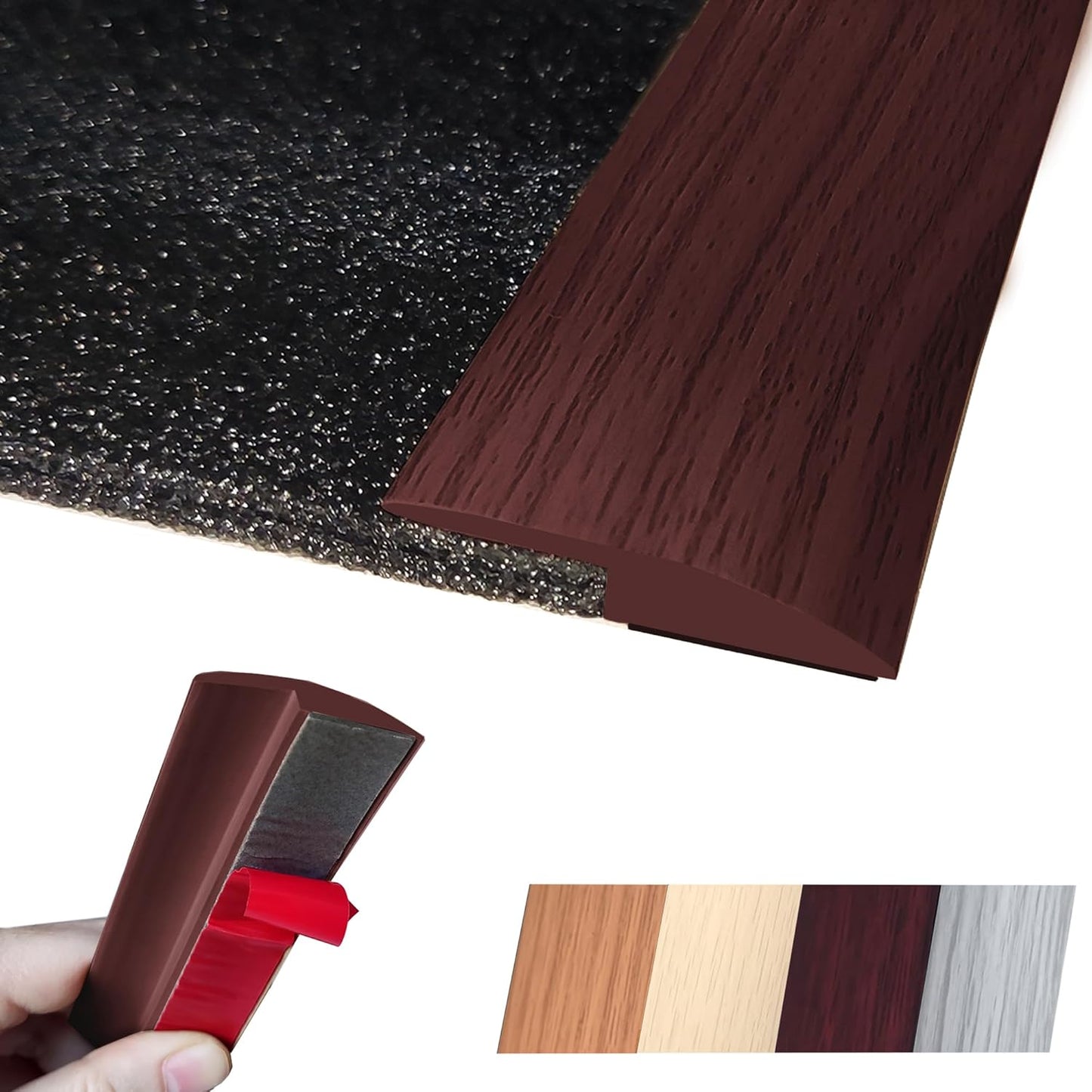 1/5 inch Height Floor Transition Strip, Self Adhesive Carpet Wood Tile Vinyl Flooring Laminate