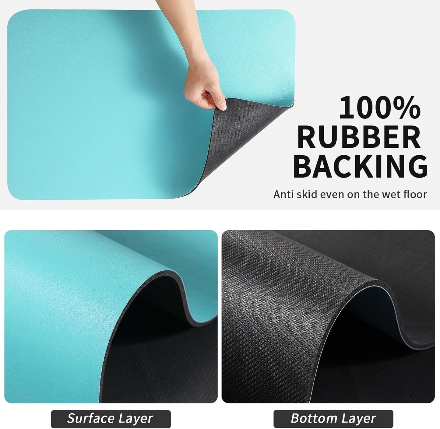 Dish Drying Mat for Kitchen Counter, Heat Resistant Drainer Mats with Non-slip Rubber Backed, Hide