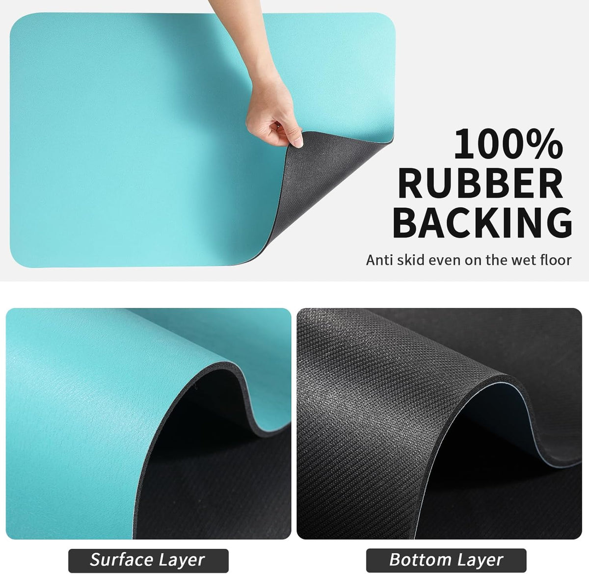 Dish Drying Mat for Kitchen Counter, Heat Resistant Drainer Mats with Non-slip Rubber Backed, Hide