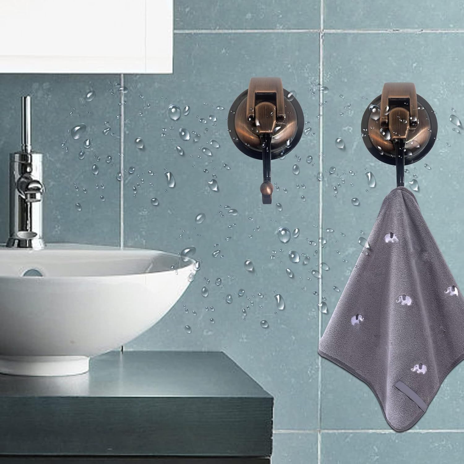 Heavy Duty Vacuum Suction Shower Hooks - Glass Suction Cup Hooks, for Bathroom Robe or Garland
