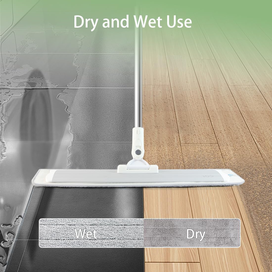 CQT Commercial Flat Microfiber Floor Mop Cleaning System 18" Inch Wet Dry and Dust Hardwood with 4