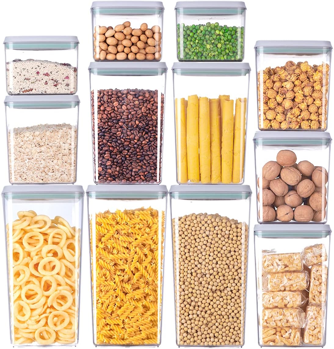 12 Pcs Pop Airtight Food Storage Containers with Lids for Kitchen Pantry Organization Stackable
