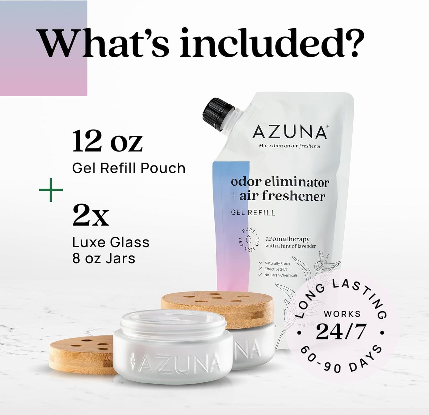 Azuna Air Freshener & Odor Eliminator for Strong Odor | 2 Room Kit Includes (2) 8 oz. Empty Luxe