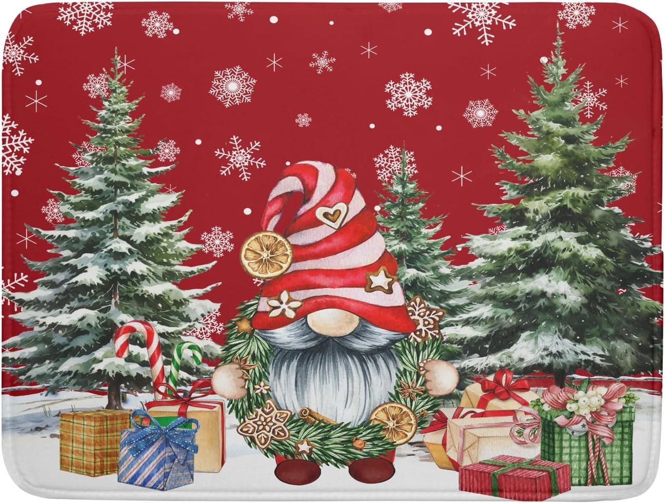 Christmas Gnome Dish Drying Mats for Kitchen Counter Christmas Gnomes Snowflakes Absorbent
