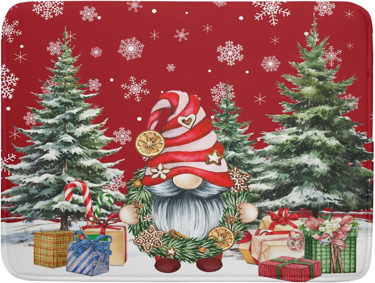 Christmas Gnome Dish Drying Mats for Kitchen Counter Christmas Gnomes Snowflakes Absorbent