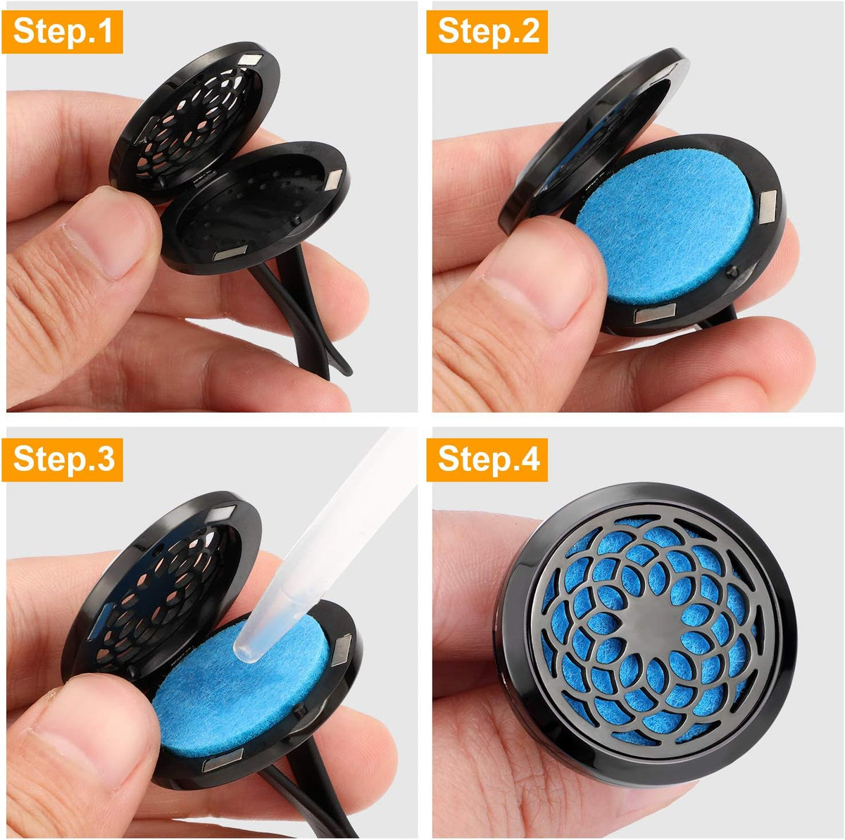 2 Pieces 316L Car Aromatherapy Oil Diffuser Air Freshener with 48 Felt Pad (Cloud, Sunflower