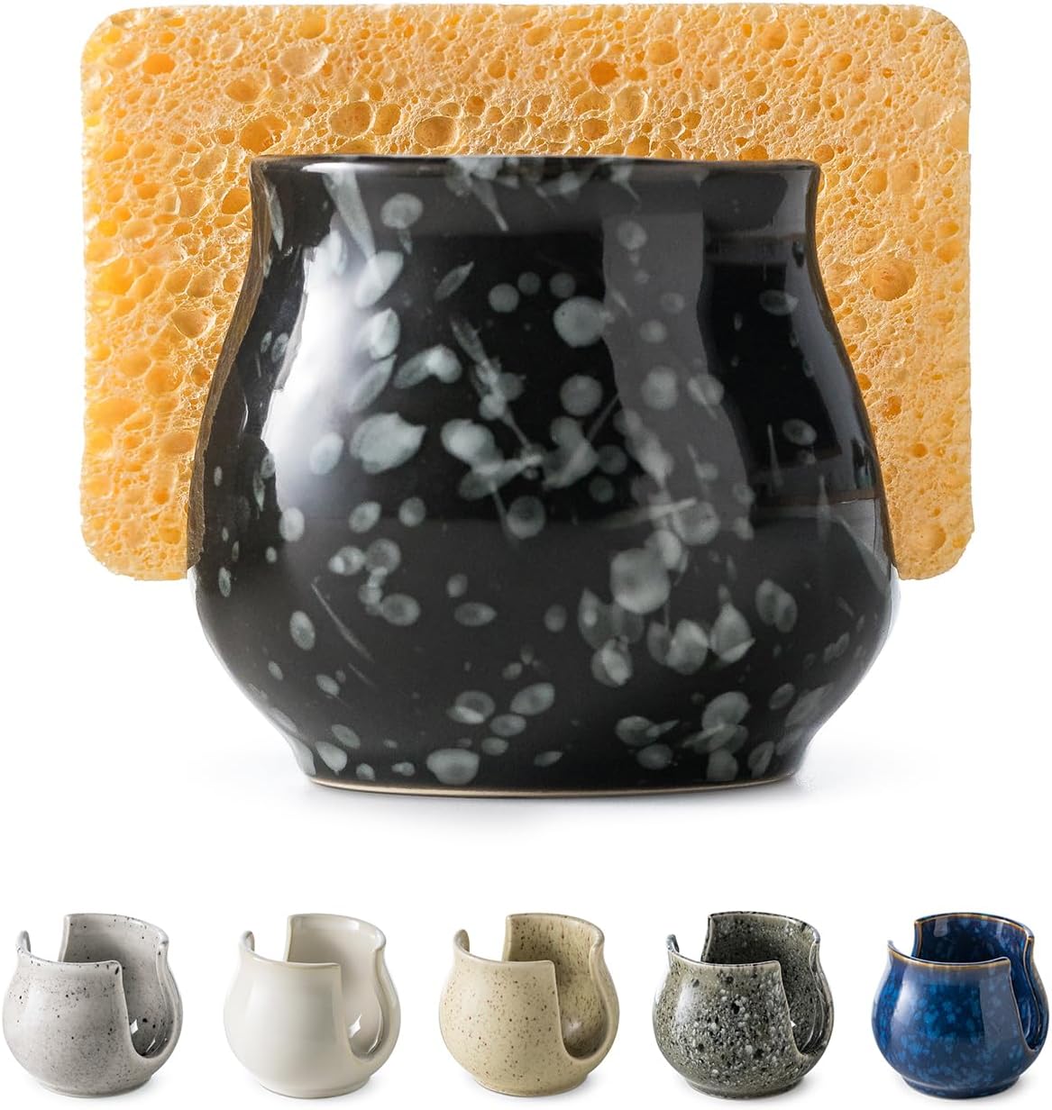 Kitchen Sponge Holder, Ceramic Dish Sponge Holder Kithen Sink Organizer Farmhouse Brush Holder Dish