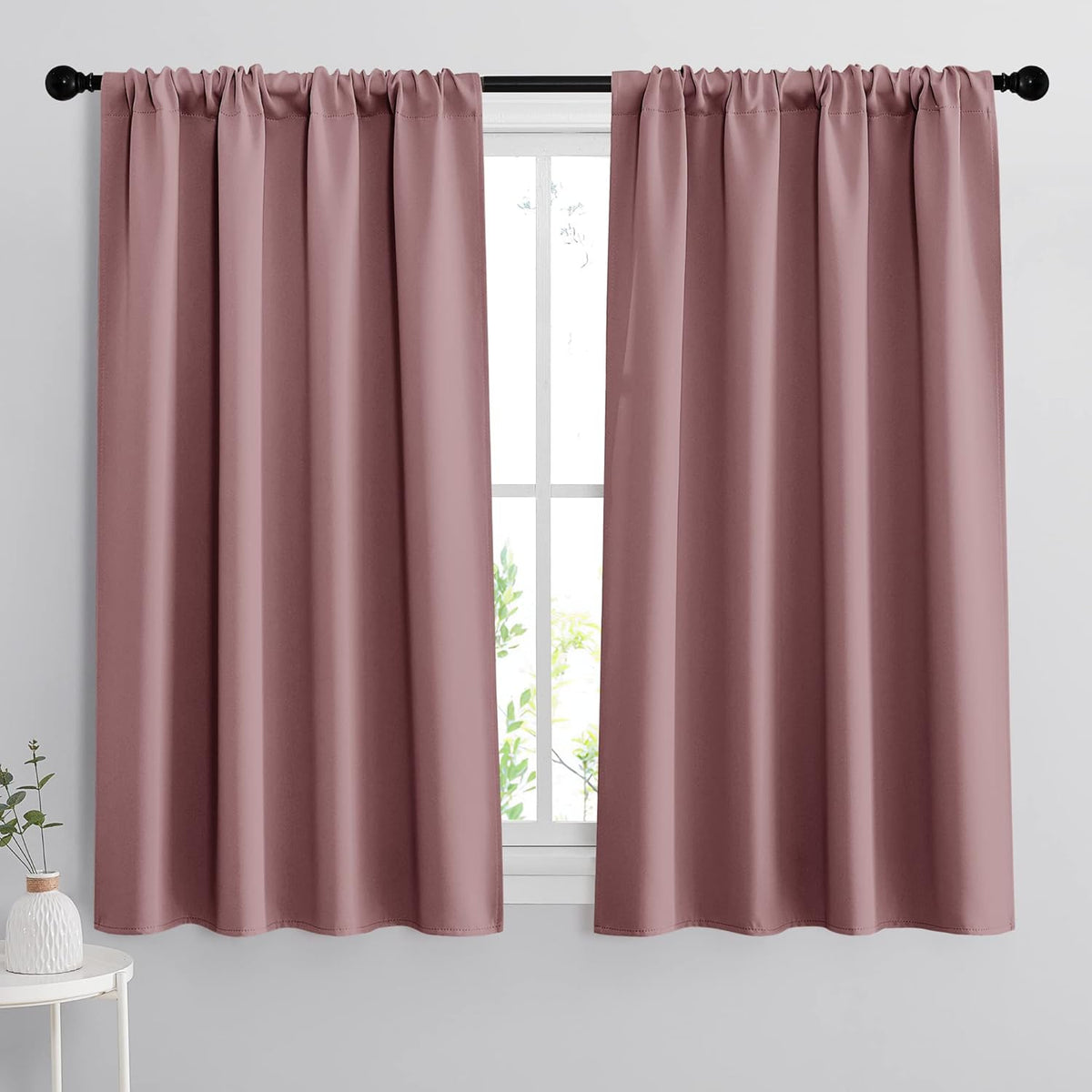 RYB HOME Bedroom Curtains Blackout - Light Block Energy Efficiency Small Window Treatment Drapes