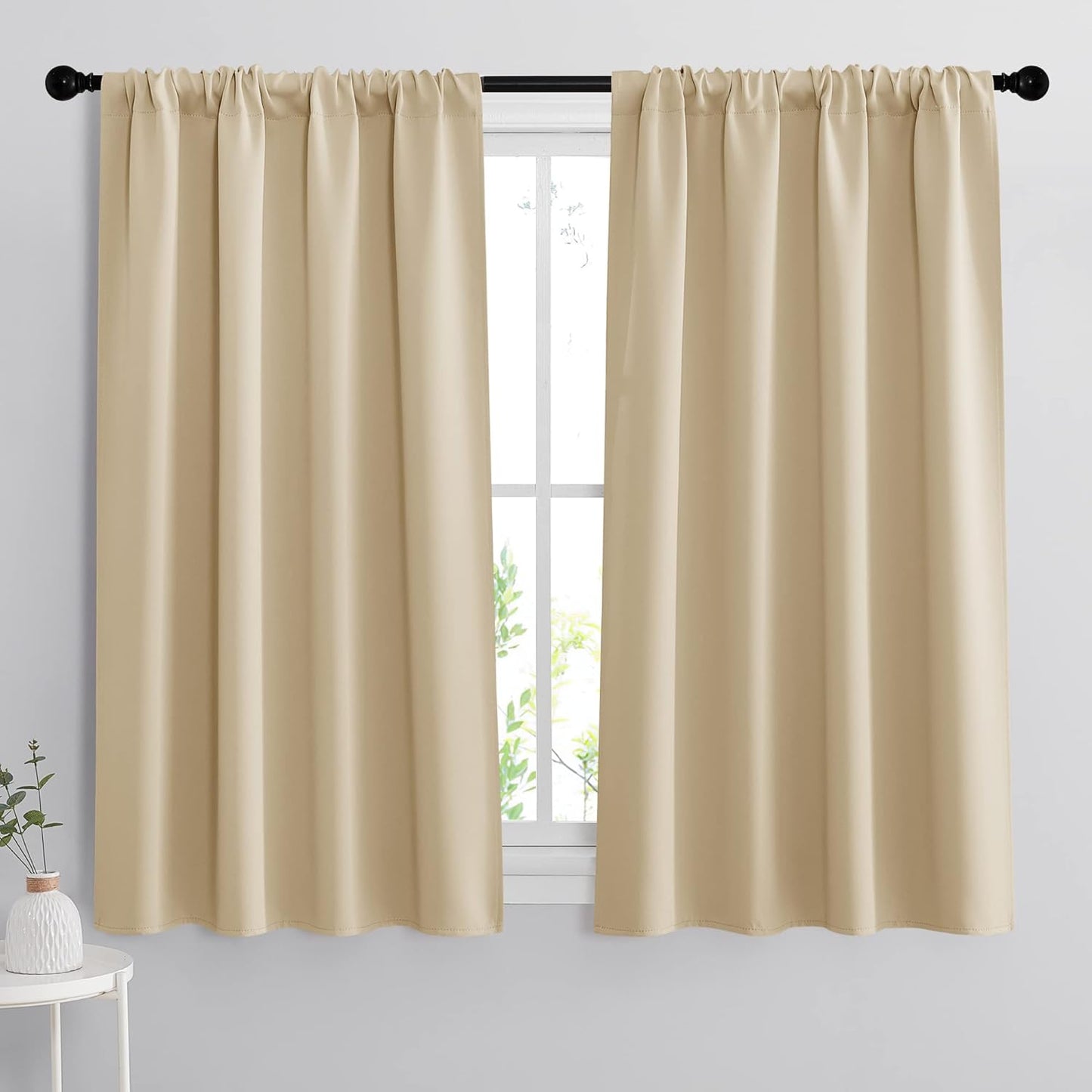 RYB HOME Blackout Curtains 63 inches Long - Energy Saving Insulation Large Window Curtain Blinds