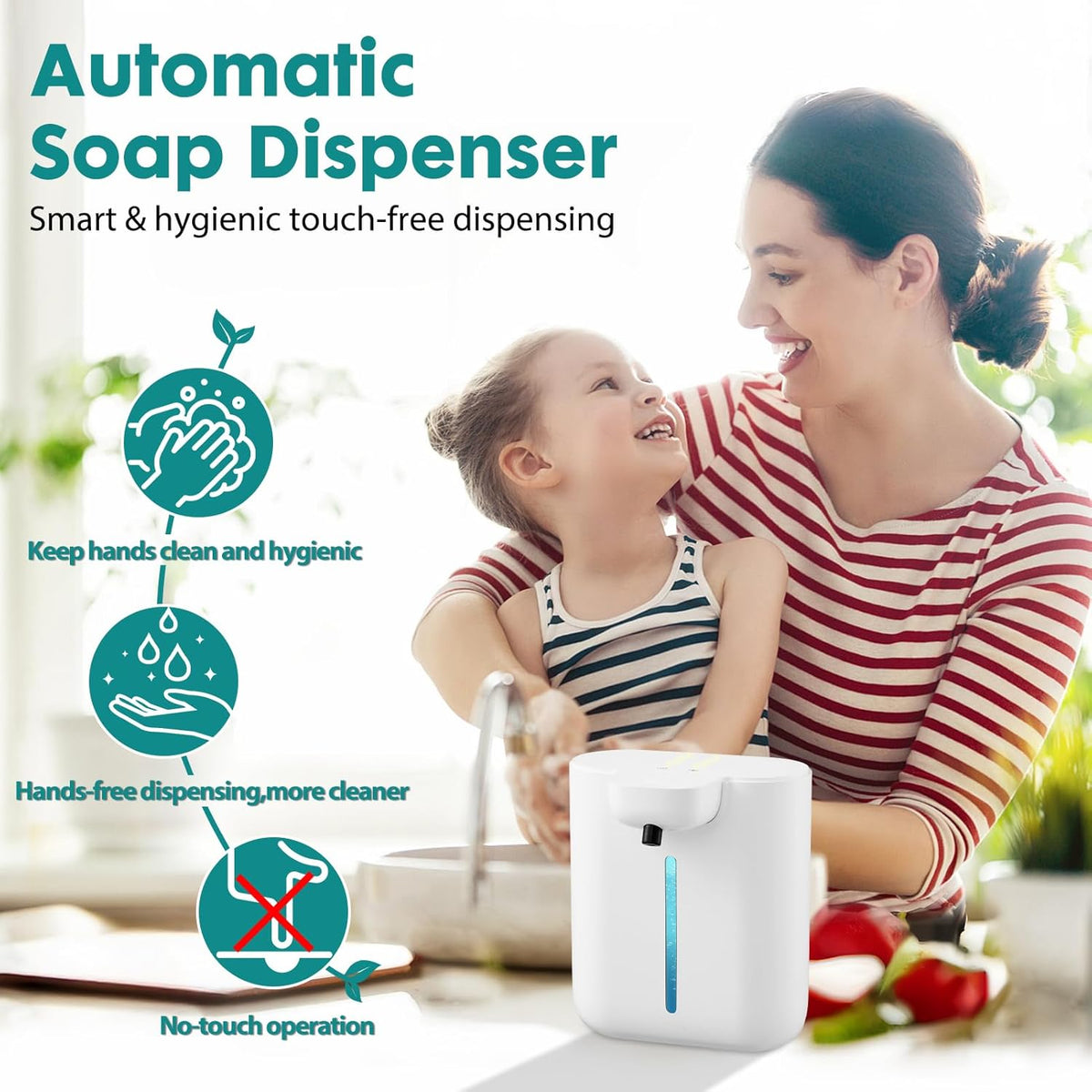 Automatic Soap Dispenser, 17oz/500ML Large Capacity Touchless Foaming Hand Soap Dispenser with 4