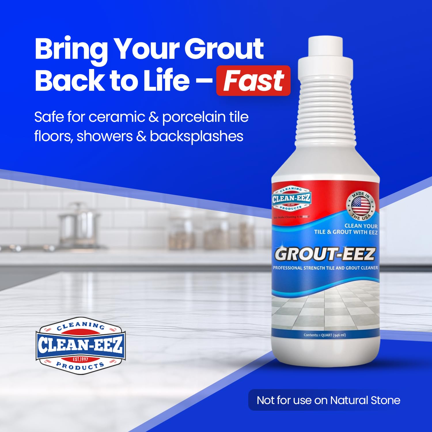 Clean-eez Grout-eez Super Heavy-Duty Grout Cleaner - Powerful Tile and Floor Stain Remover for
