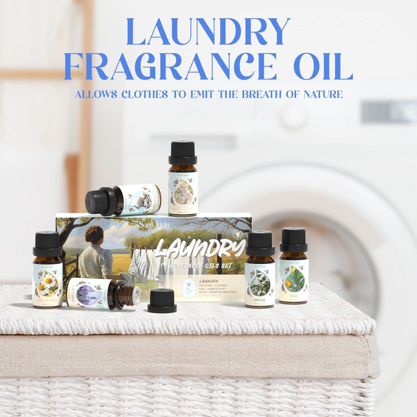 Laundry Fragrance Oils Set, Essential Oil for Diffuser, Aromatherapy Gift, Clean Scent Diffuser