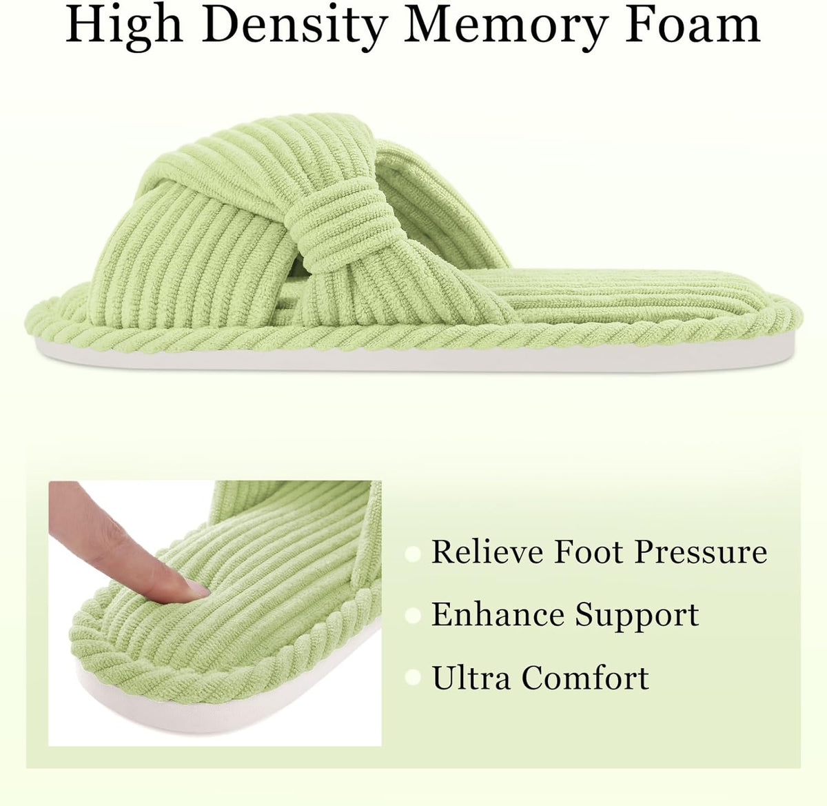 Evshine Summer House Slippers for Women Corduroy Cross Bow Indoor Slippers Open Toe Slip On Bedroom