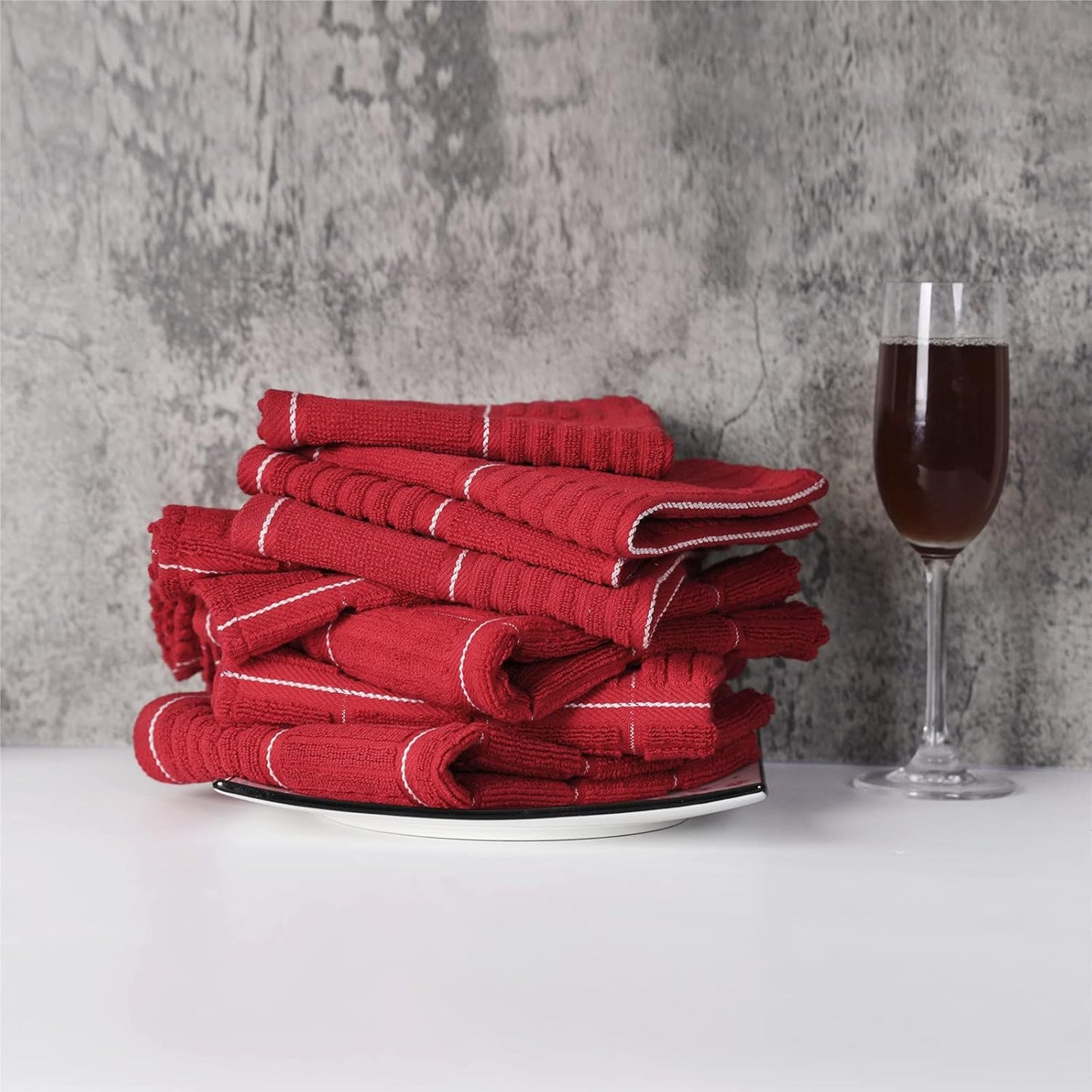 Glynniss Red Kitchen Towels and Dishcloths Set, Dish Towels and Dish Rags Set for Washing Dishes