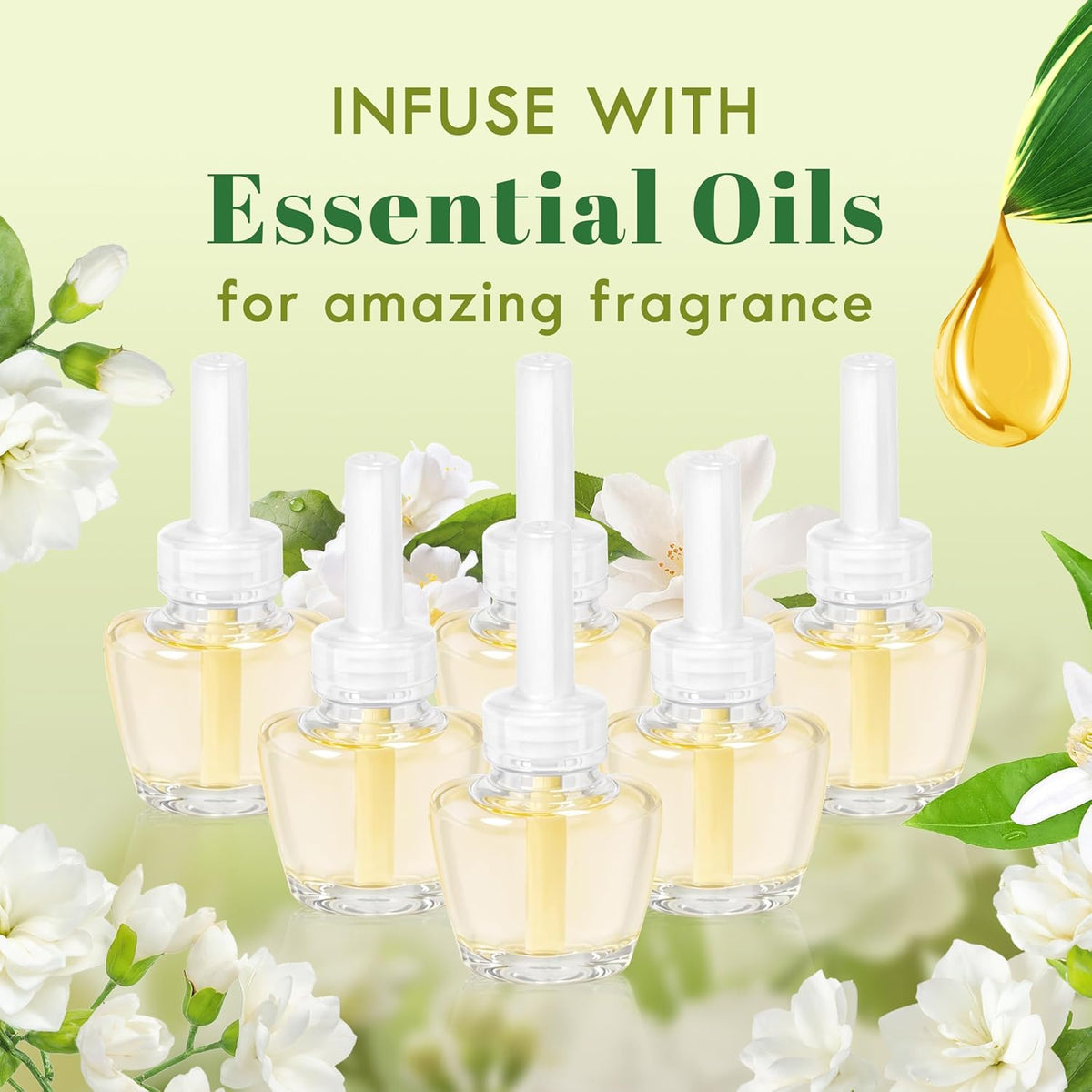 Plug-in Refills Home Plug-in Air Freshener - Jasmine Essential Oil Refills 6 Count Long-Lasting
