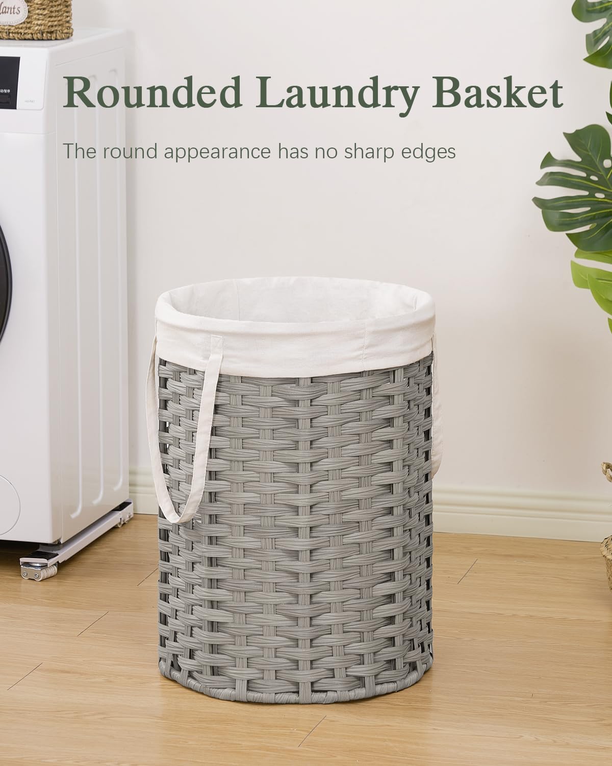 Laundry Hamper Laundry Basket Round 19.0 Gal (72 L) Handwoven Rattan Laundry Basket, Large Wicker