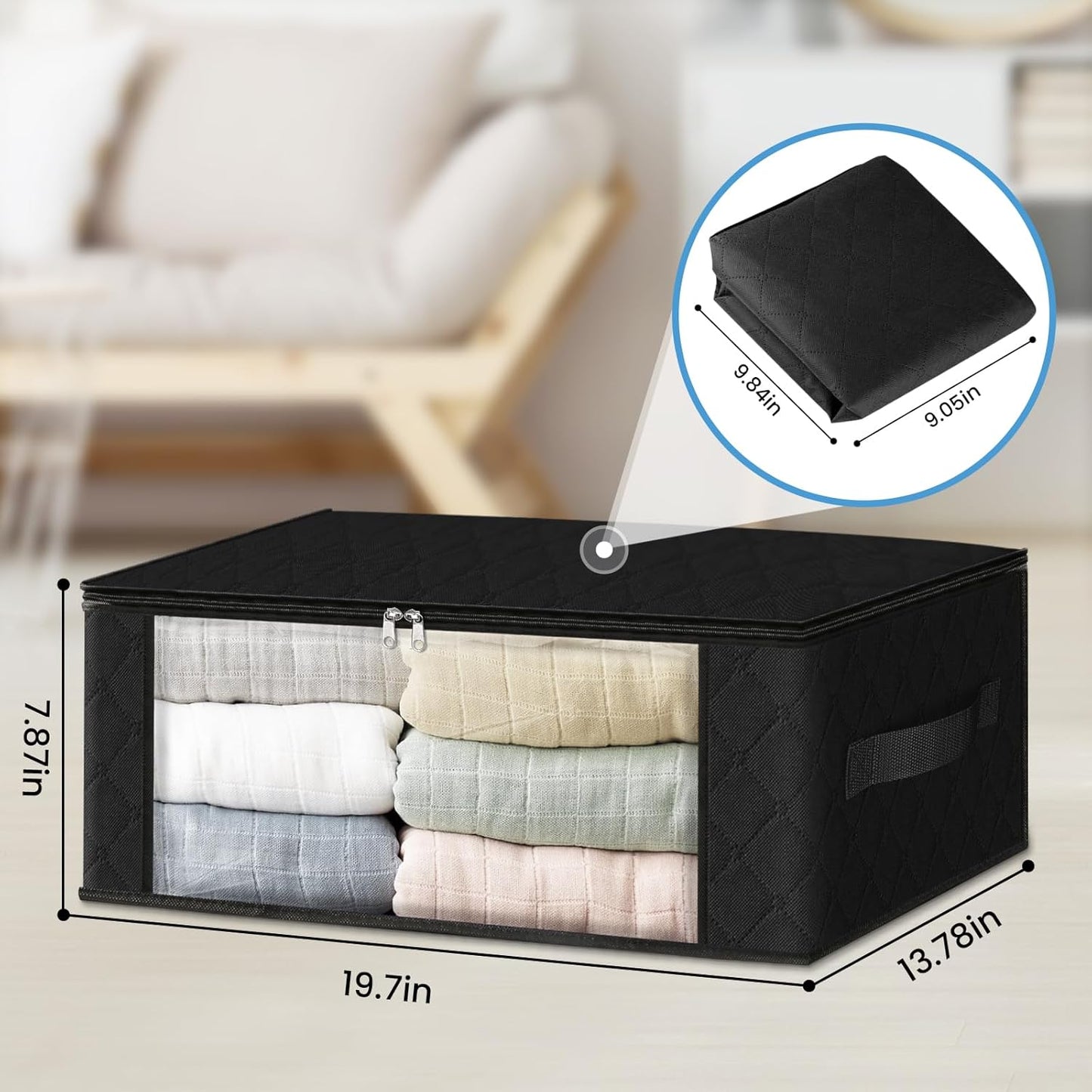 HomeHacks Storage 8-Pack Clothes Organizer Storage Bags Foldable Storage Box with Large Clear
