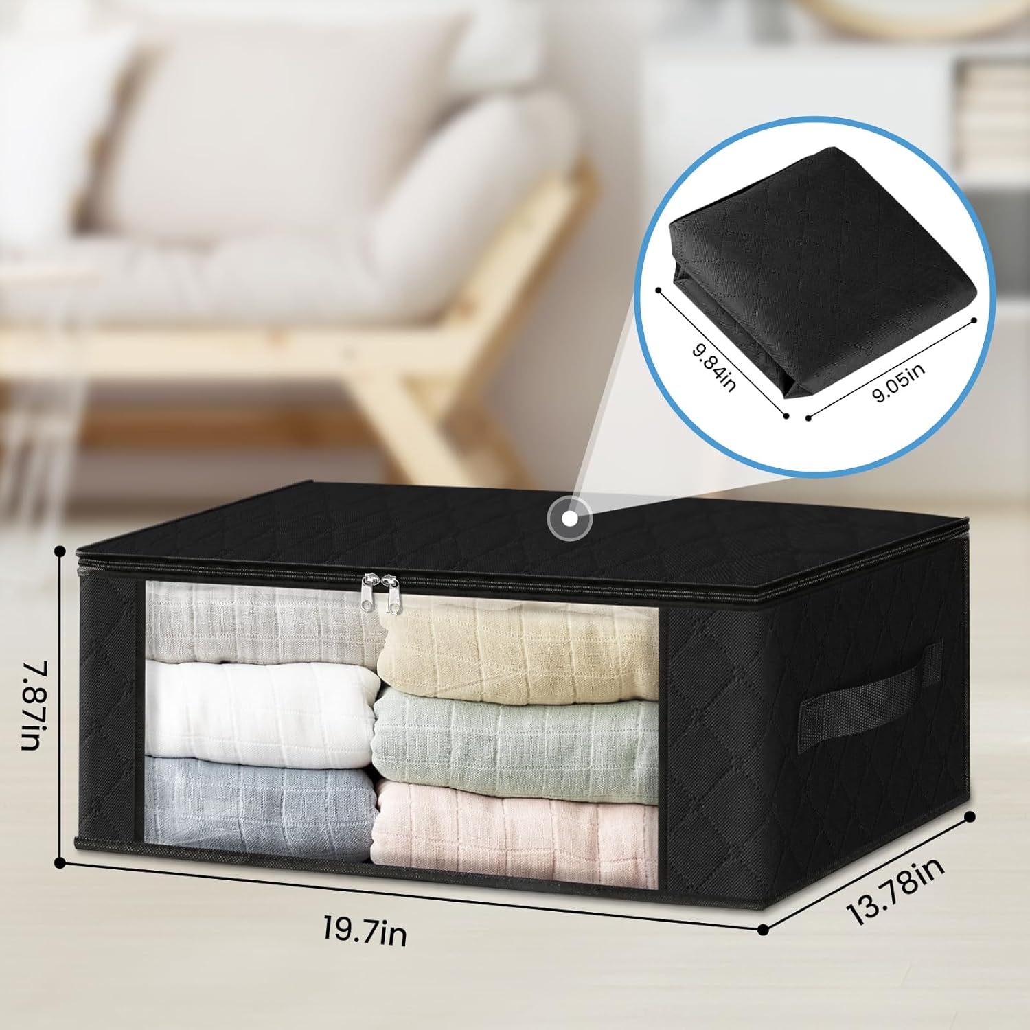 HomeHacks Storage 4-Pack Clothes Organizer Storage Bags Foldable Storage Box with Large Clear