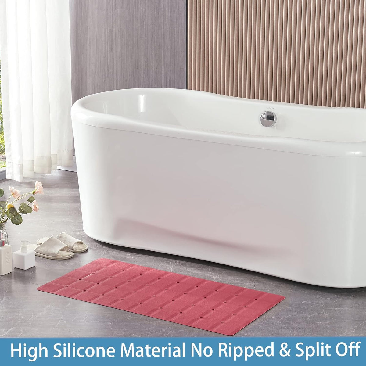 Foldable Silicone Bathtub Mat: Jumbo Size Heavy Duty Safety Bath Mat for Tub Without Suction Cups