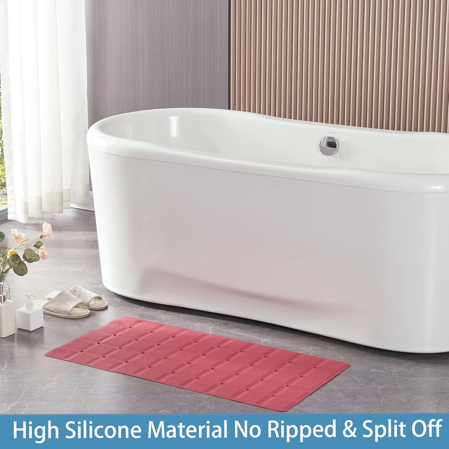 Foldable Silicone Bathtub Mat: Jumbo Size Heavy Duty Safety Bath Mat for Tub Without Suction Cups