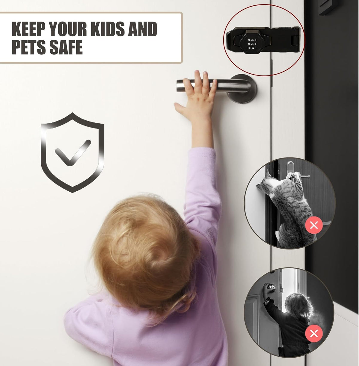 Password Rotary Hasp Locks, Digit Combination Lock Door Security Slide Latch Door Lock for Drawers
