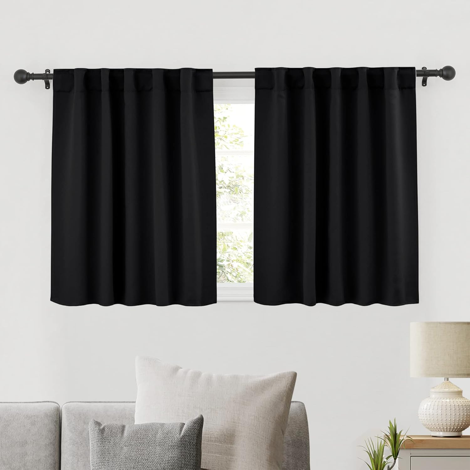 RYB HOME Bathroom Curtains Blackout - Thermal Insulating Privacy Small Window Curtains Short for