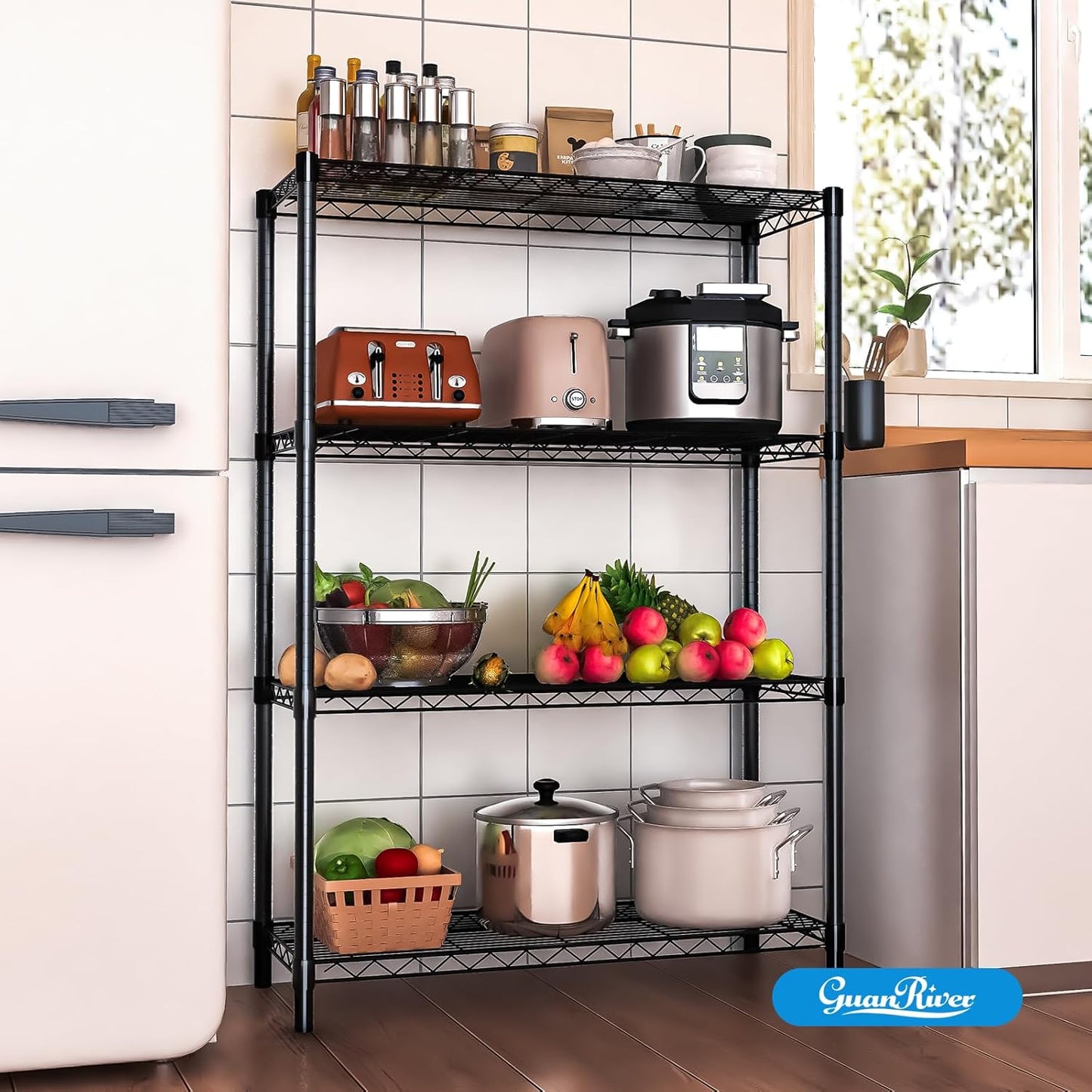 4-Shelf Adjustable Metal Shelf Wire Shelving Unit Storage Rack Display Shelf for