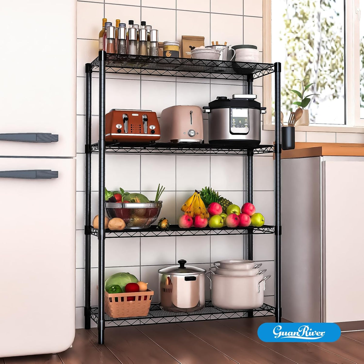 4-Shelf Adjustable Metal Shelf Wire Shelving Unit Storage Rack Display Shelf for