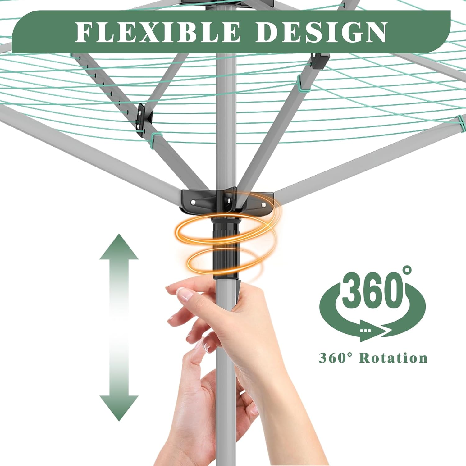 Outdoor Umbrella Drying Rack 165 Feet Umbrella Clothesline with 12 Lines Rotary Drying Rack