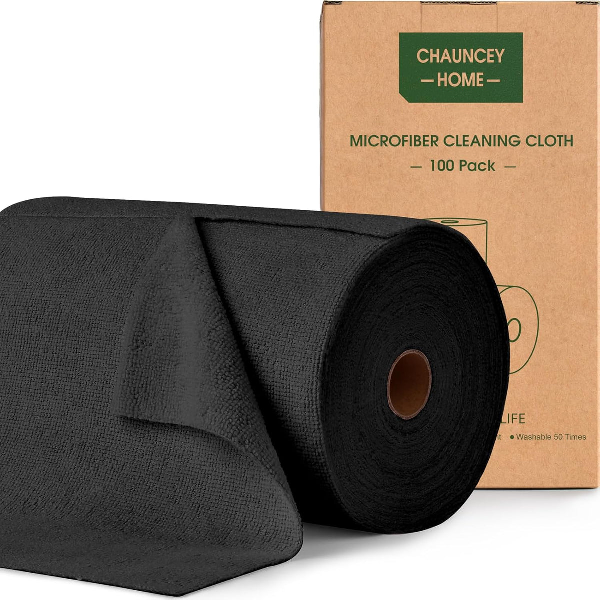 Roll of Microfiber Cleaning Cloth –100 Pack, Tear Away Microfiber Towels, Reusable, Washable