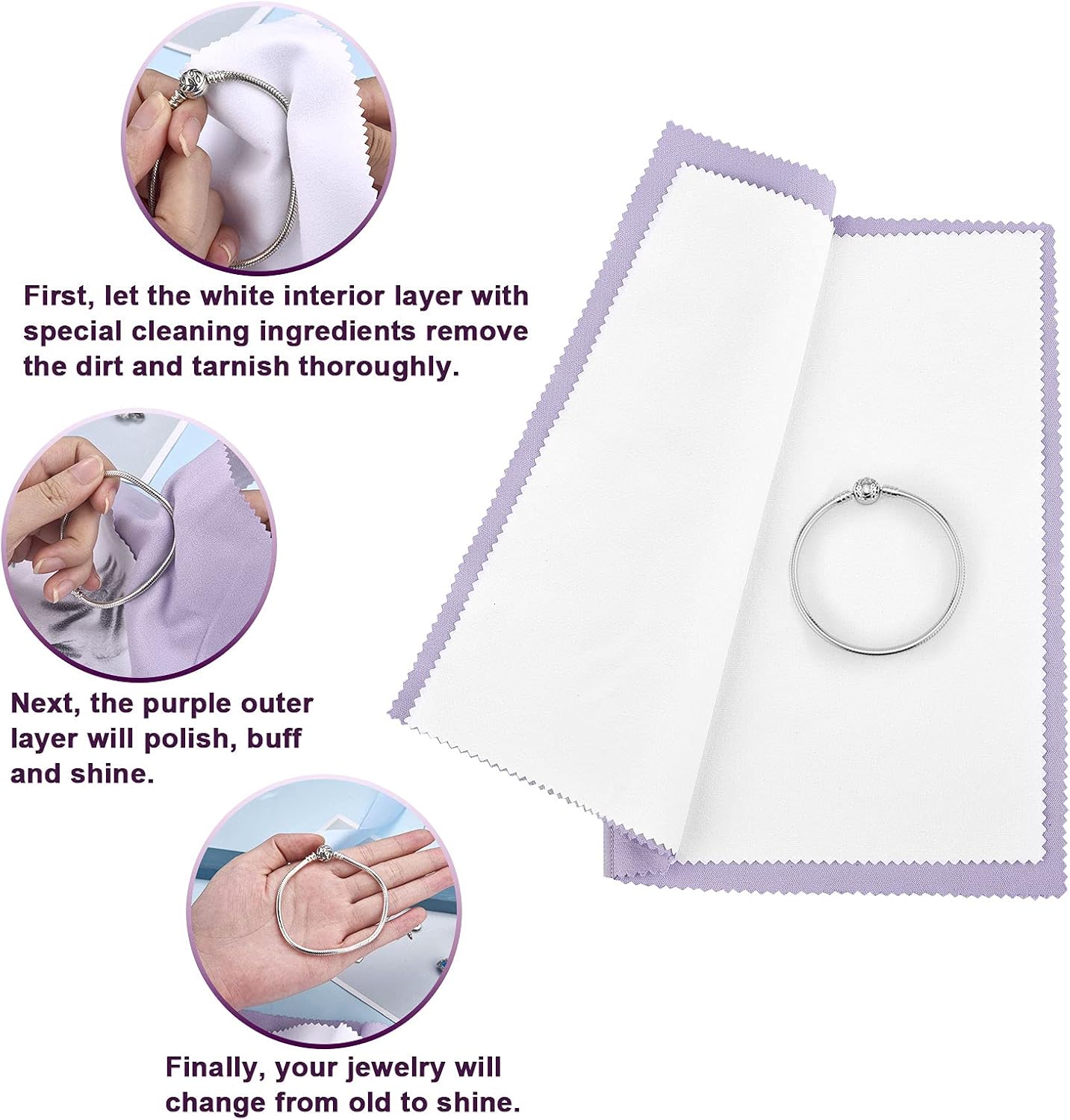SEVENWELL Silver Polishing Cloth, Jewelry Cleaner Cloth for Sterling Silver Jewelry, Gold
