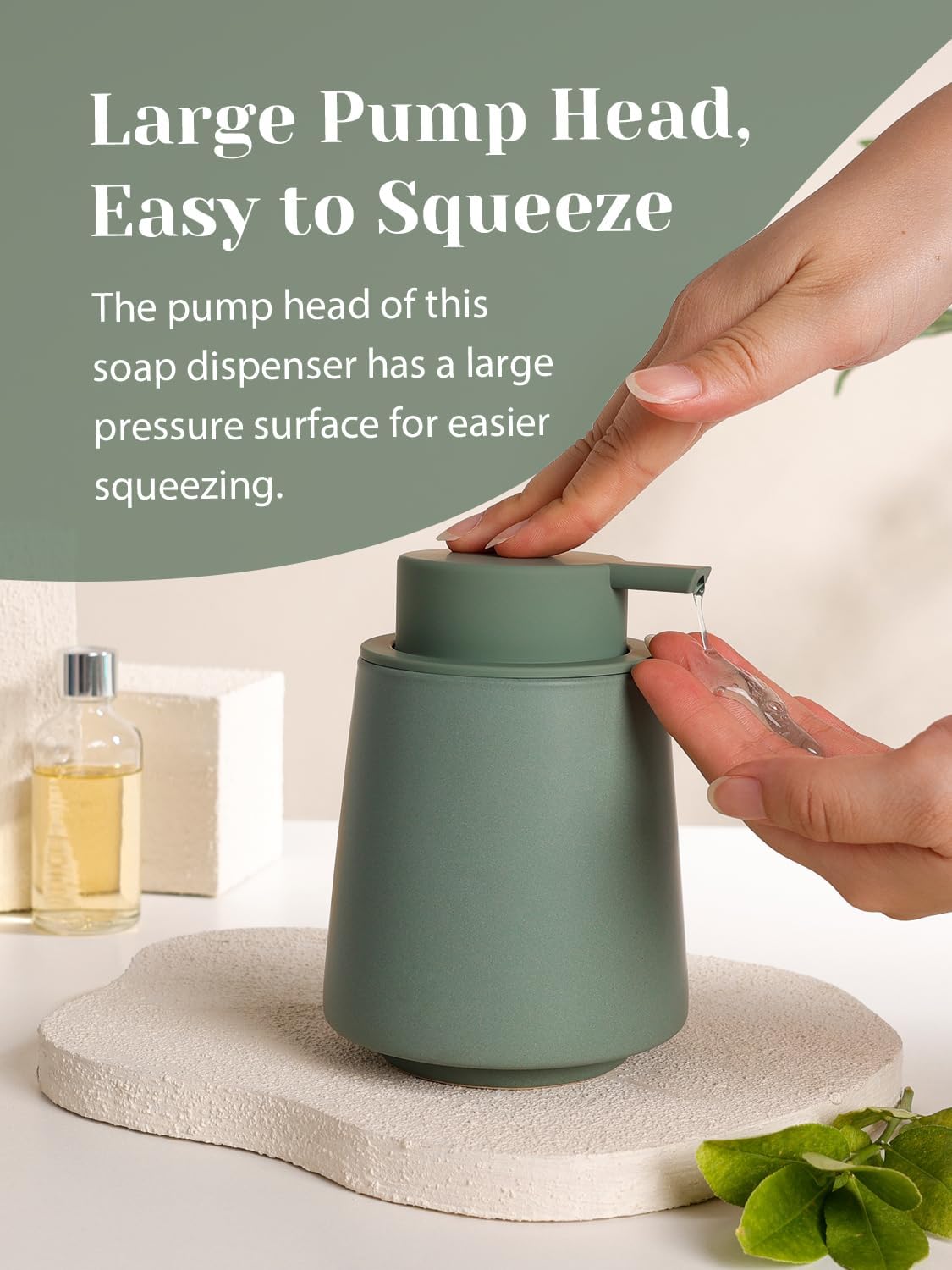 INGOFIN Ceramic Soap Dispenser, 14 oz Bathroom Hand Soap Dispenser, Liquid Dispenser with Pump