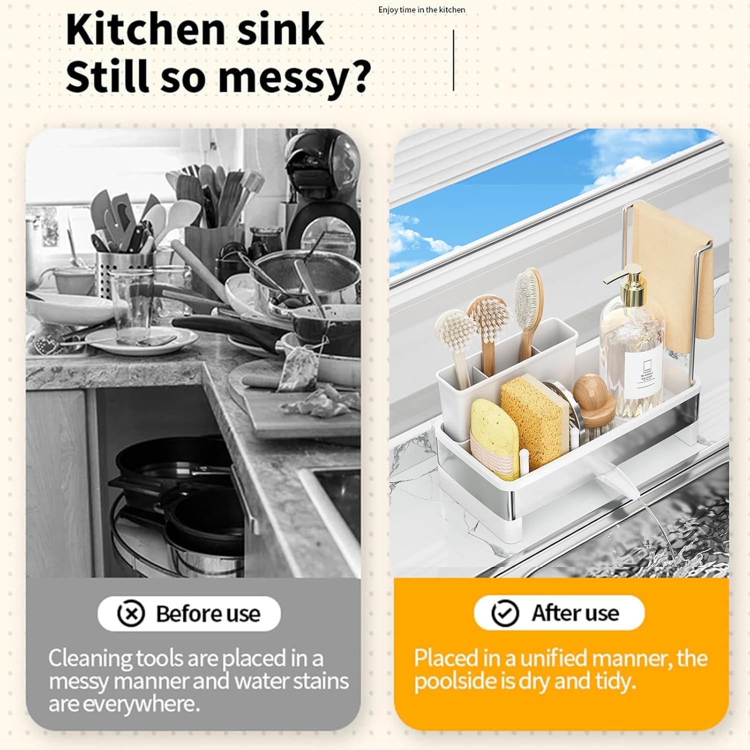 Sponge Holder for Kitchen Sink,Sink Caddy Organizer with Removable Brush Holder,Kitchen Countertop