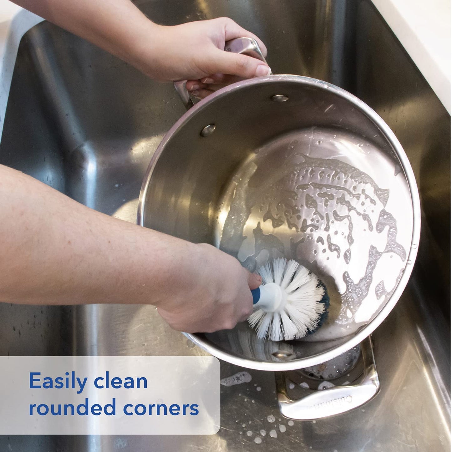 Unger Sink and Dish Scrub Brush, Kitchen Washing Scrubber for Hard-to-Reach Corners, Small Cleaning