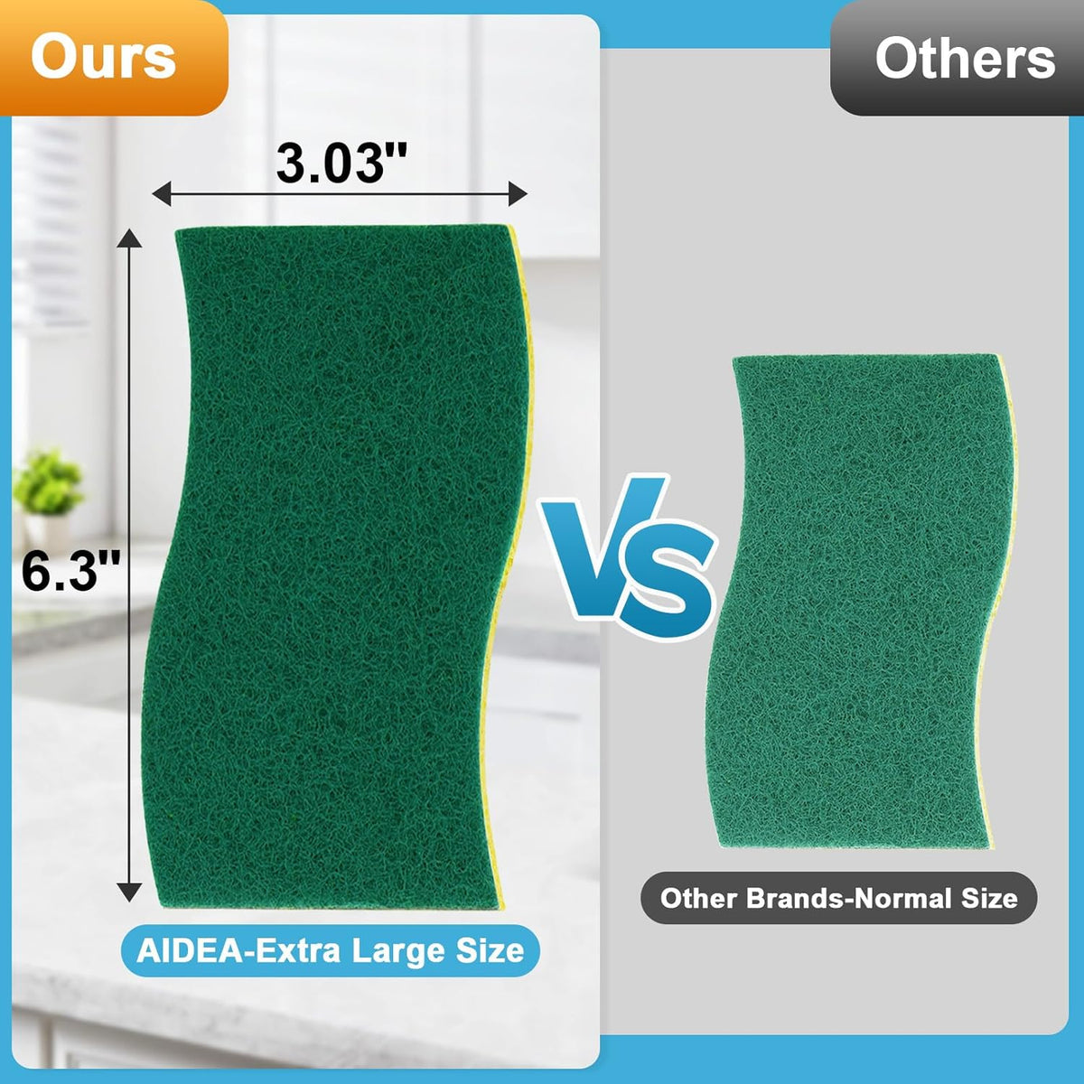 AIDEA XL Scrub Sponges 24Count, Sponges for Dishes, Extra Large Sponge for Cleaning Kitchen and
