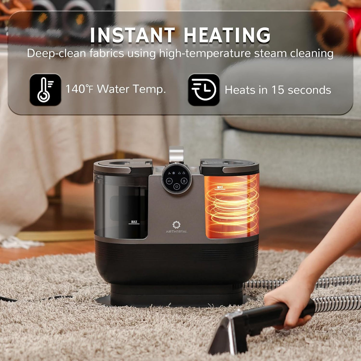Airthereal S1 Carpet Cleaner Machine, Instant Heating Portable Upholstery Spot Cleaner, Shampooer