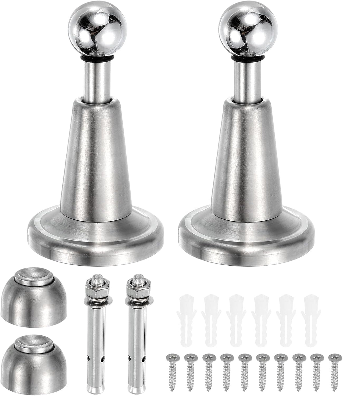 uxcell 2Pcs Magnetic Door Stopper, 304 Stainless Steel Magnetic Door Stop Catch, Soft-Catch Brushed