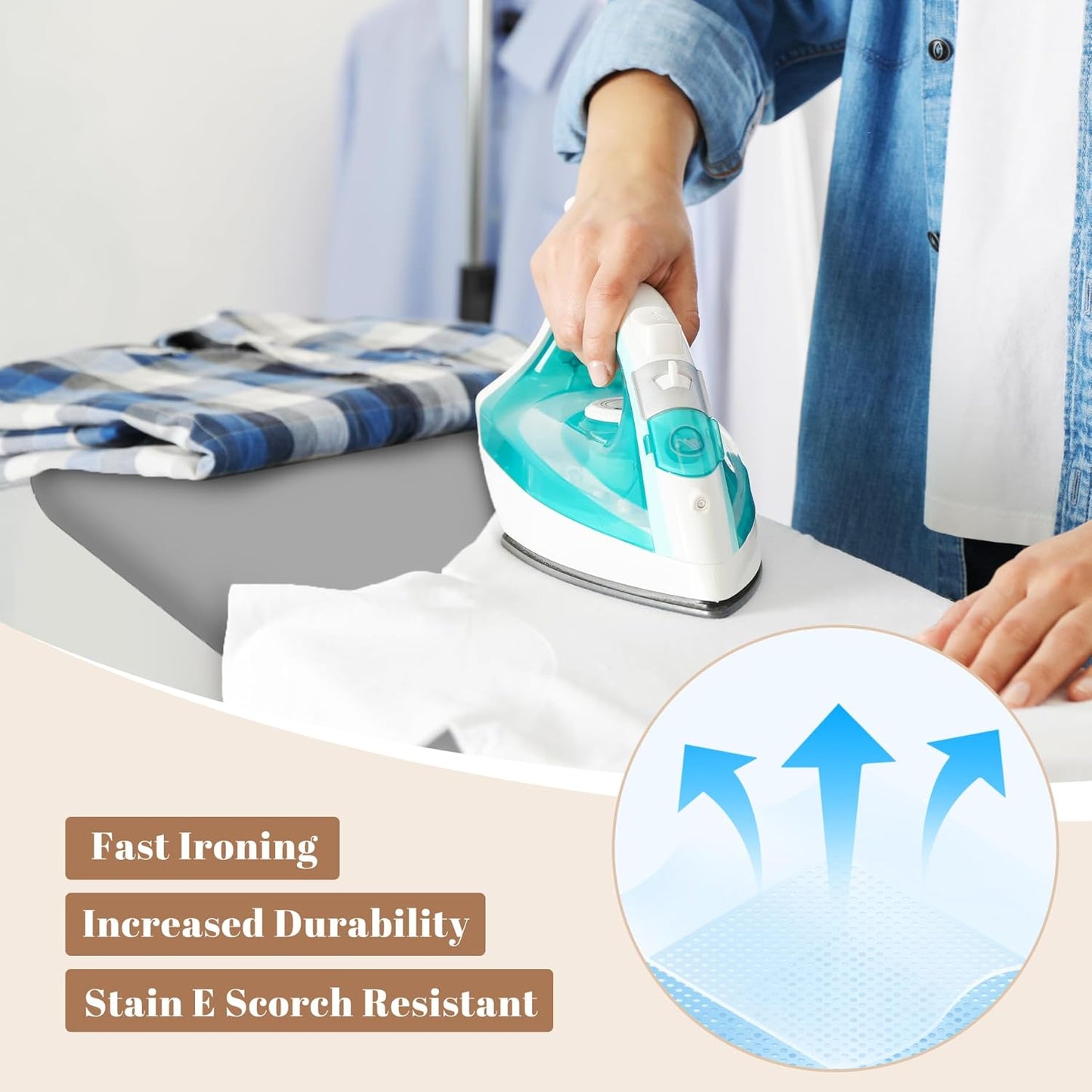 Ironing Board, Compact and Space Saver,Size 13 x 43, Metal Construction Ironing Boards with Extra