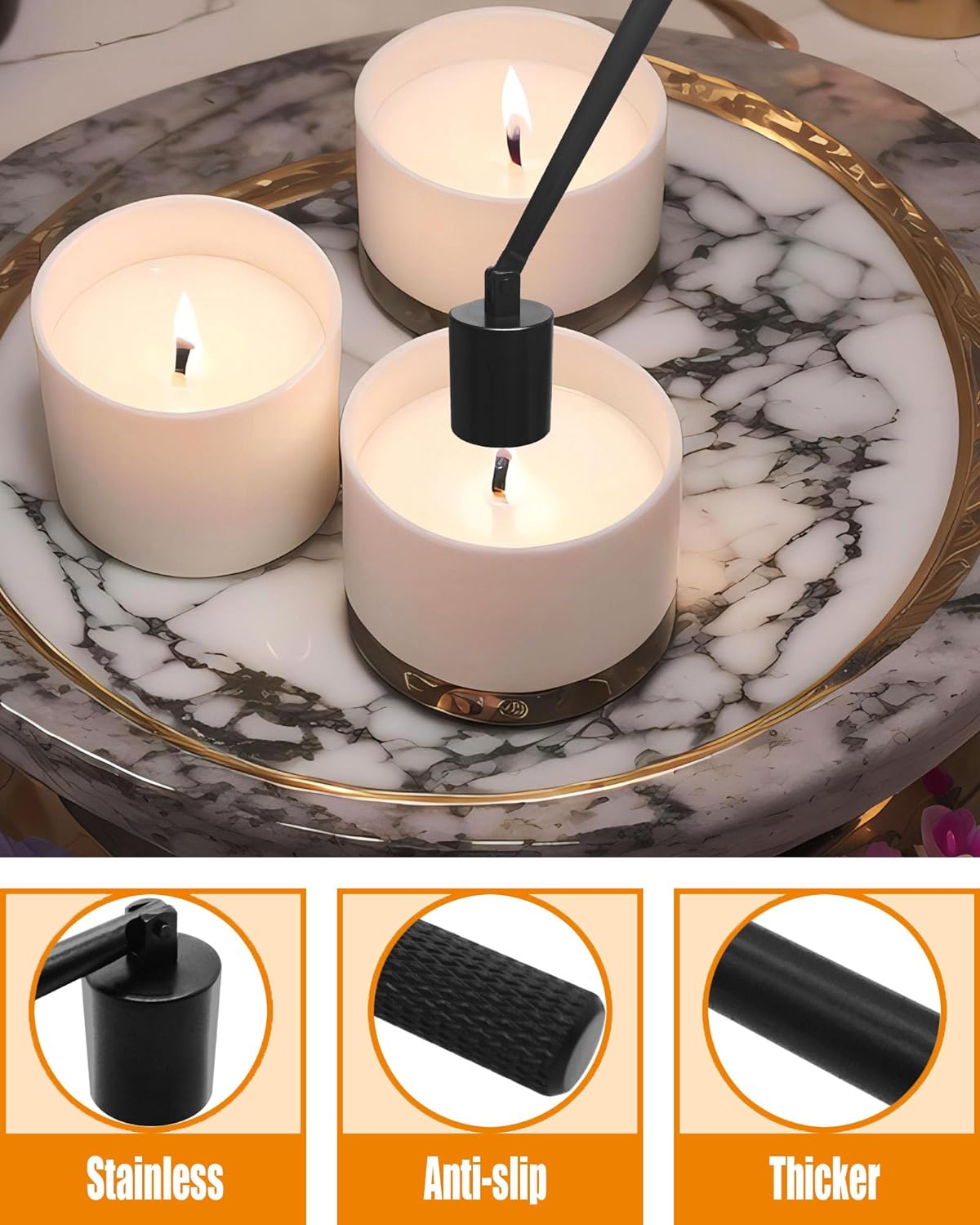 4 in1 Candle Accessory Set with Rechargeable Candle Lighter, Candle Wick Trimmer, Candle Wick