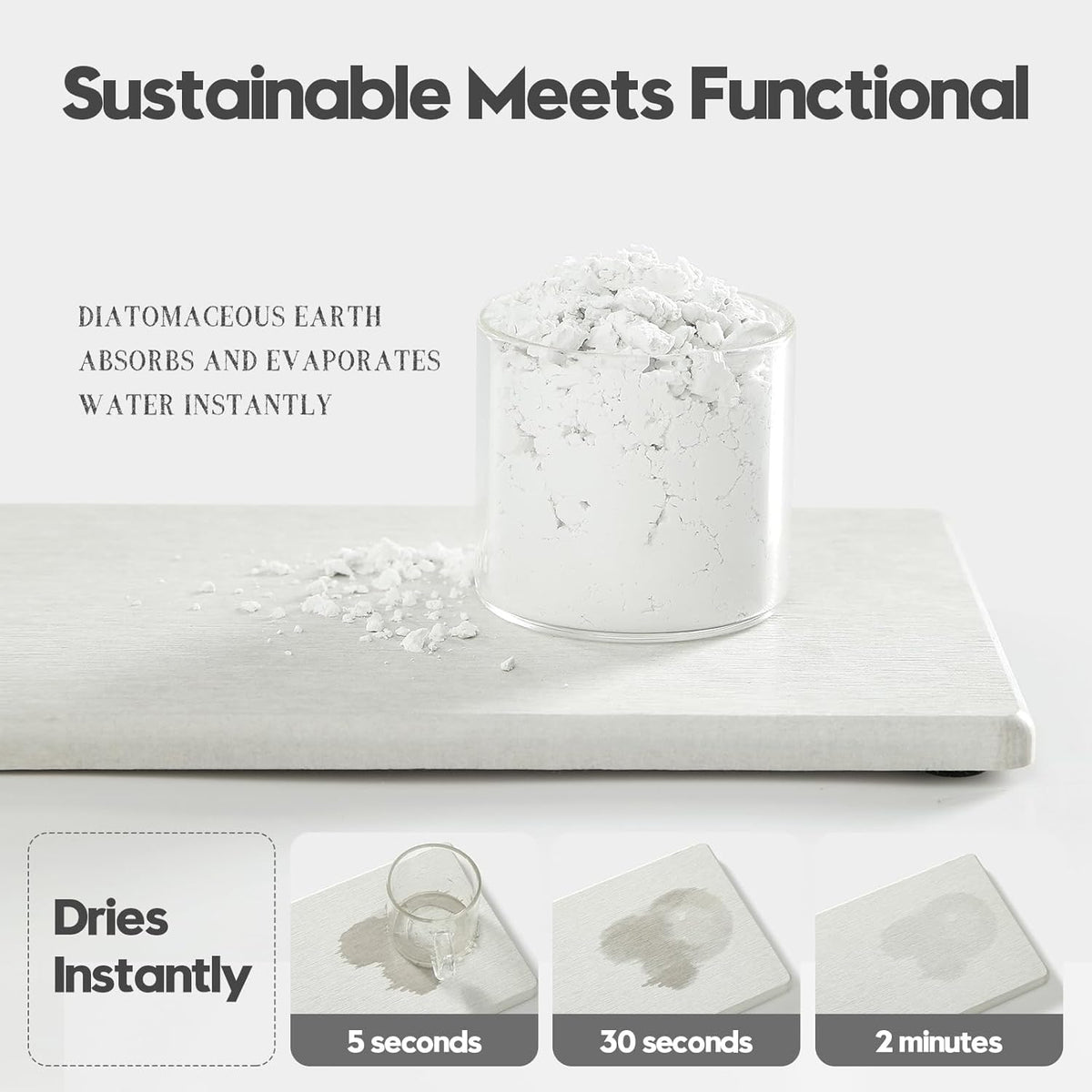 2PCS 10"x 5" Large Bathroom Sink Vanity Trays, Water Absorbing Diatomite Stone Quick Drying Mat for