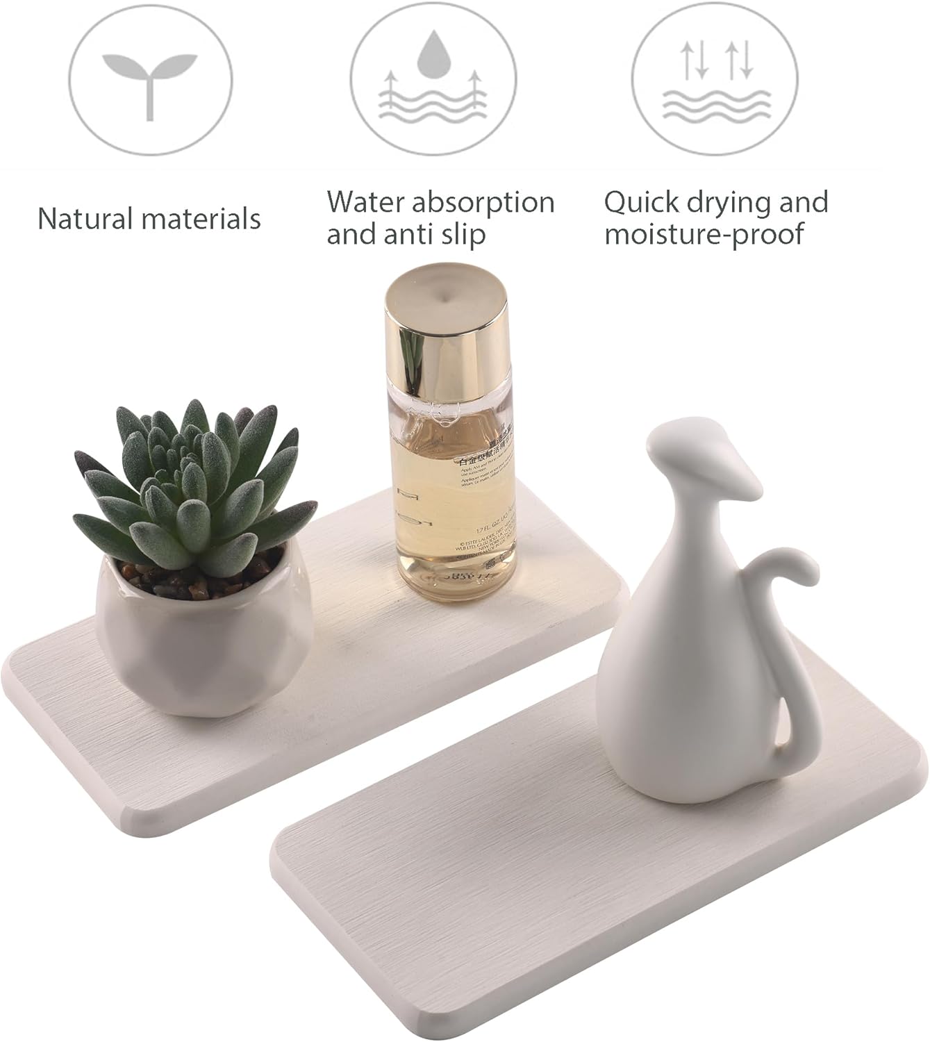 2 Pcs Water Absorbing Stone Trays, Kitchen/Bathroom Sink Soap Dish, Diatomite Tray Used for Hand