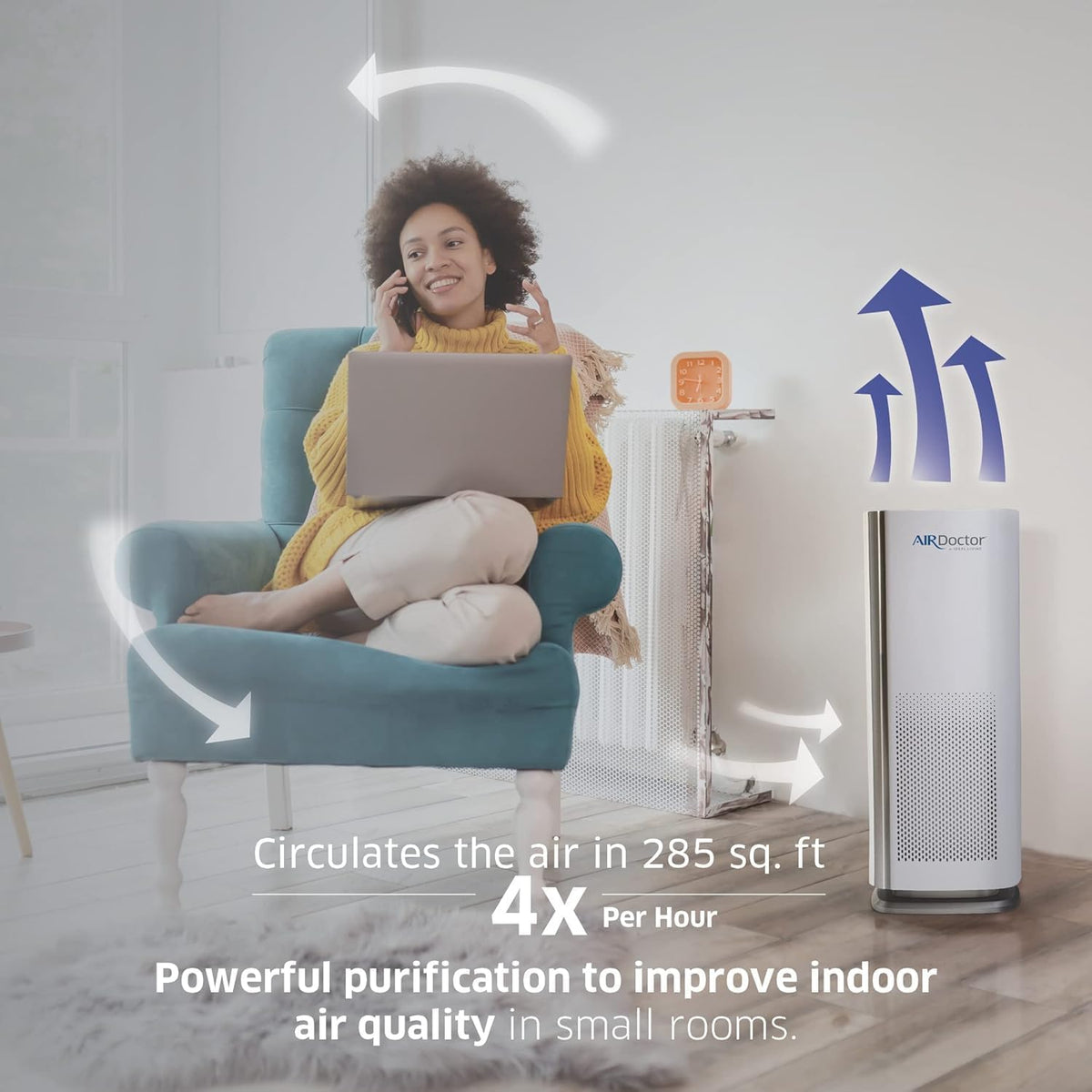 AIRDOCTOR AD1000 HEPA Air Purifier | Perfect for Guest Rooms, Kids' Bedrooms and Home Offices |