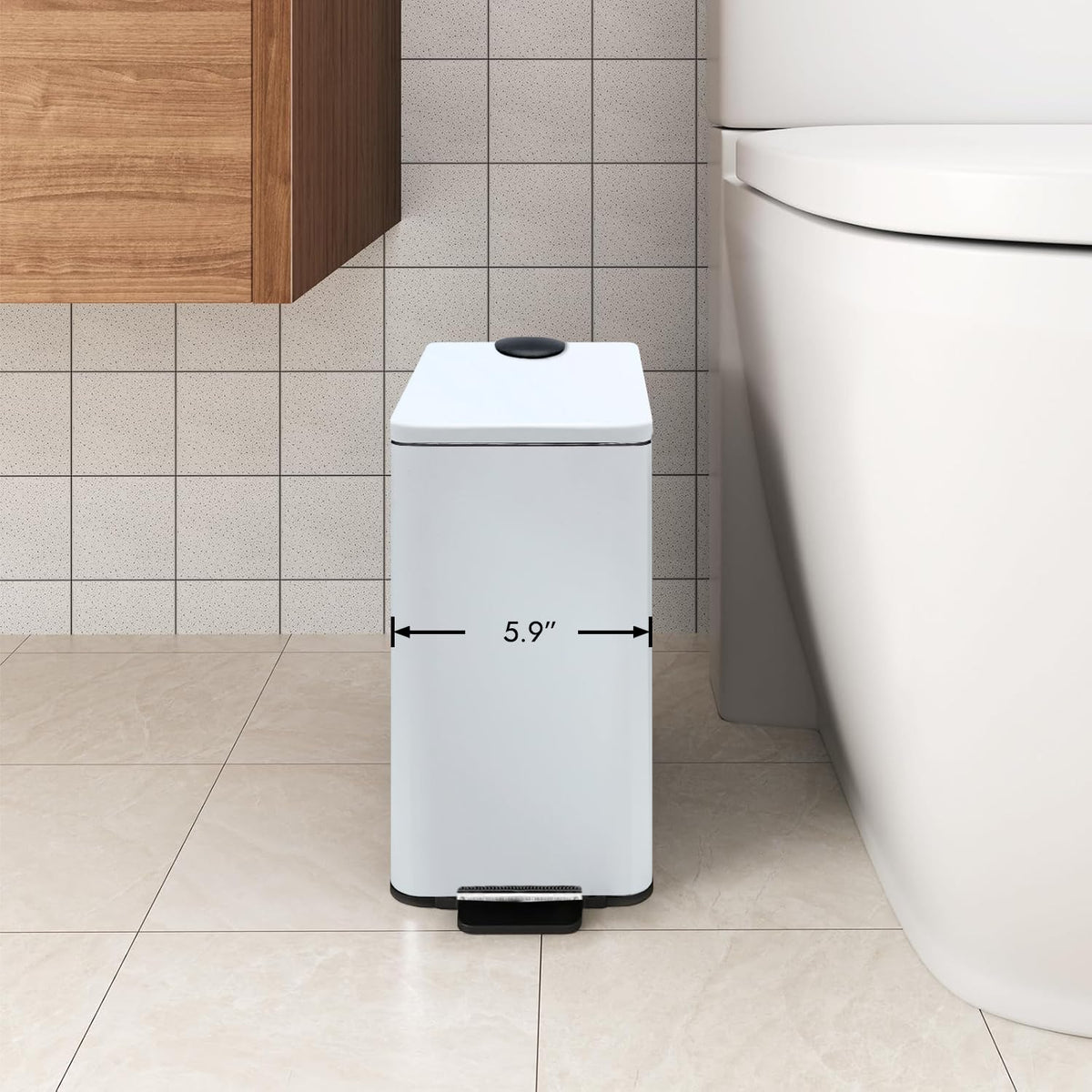 Stainless Steel Small Trash Can with Lid & Step Pedal - 6 Liters/1.6 Gallon Soft Close Garbage Can