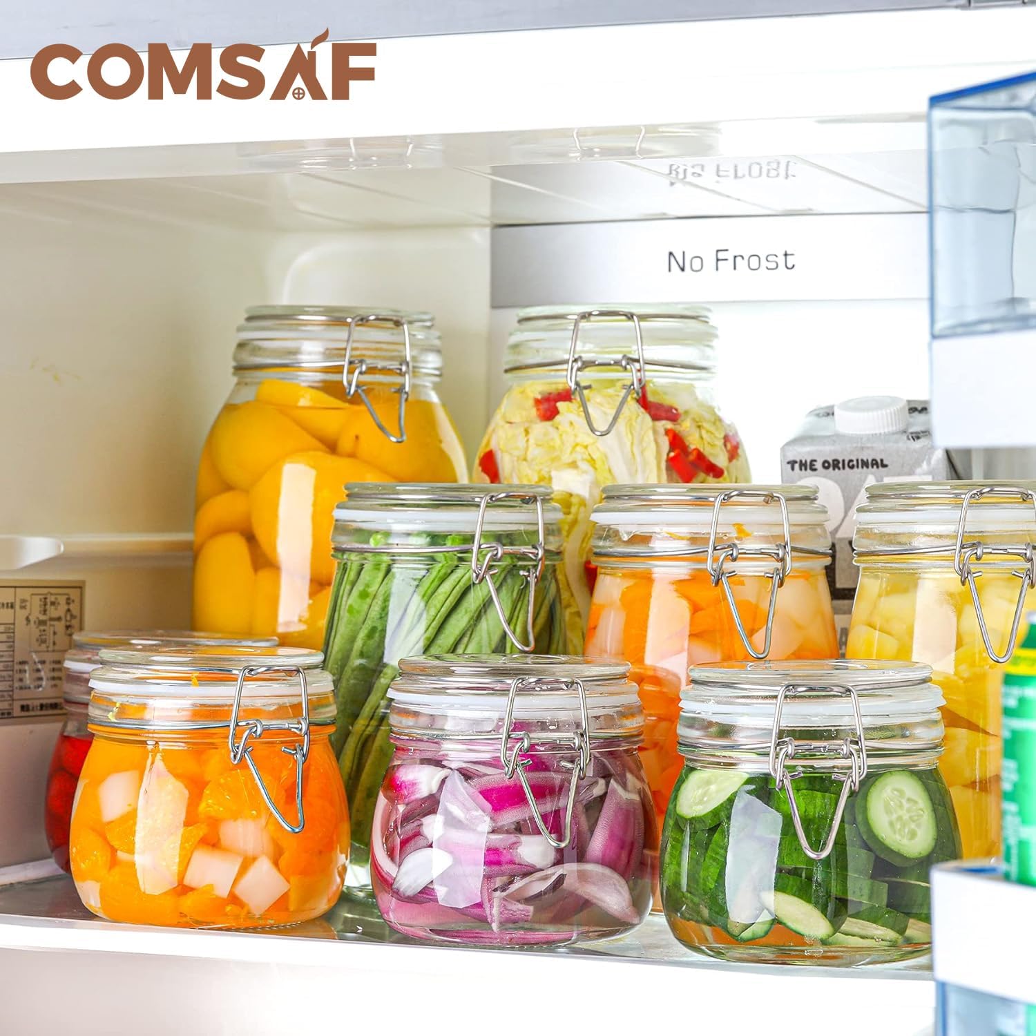 ComSaf Airtight Glass Jars with Lids 17oz Small Food Storage Container Set of 6 - Airtight Canister