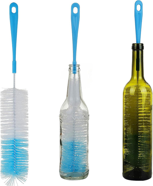 3-Pack Long Bottle Cleaning Brush for Narrow Neck Beer, Wine, Flask, Thermos, Sportwell, Pitcher